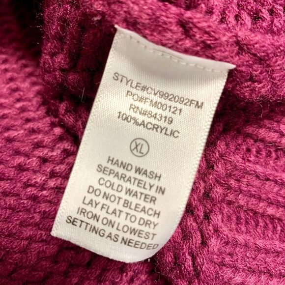 CYRUS Knits NEW Heavy Oversized Deep Maroon Cableknit Sweater Womens Sz XL - Picture 9 of 9